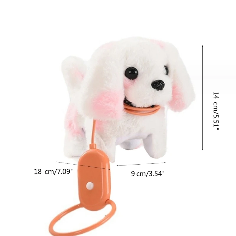 F19F Walking Dog Plush Toy Toddler Crawling Learning Toy with Music Leash Rope Puppy Dog Toy Electronic Gift Boys Girl Favor