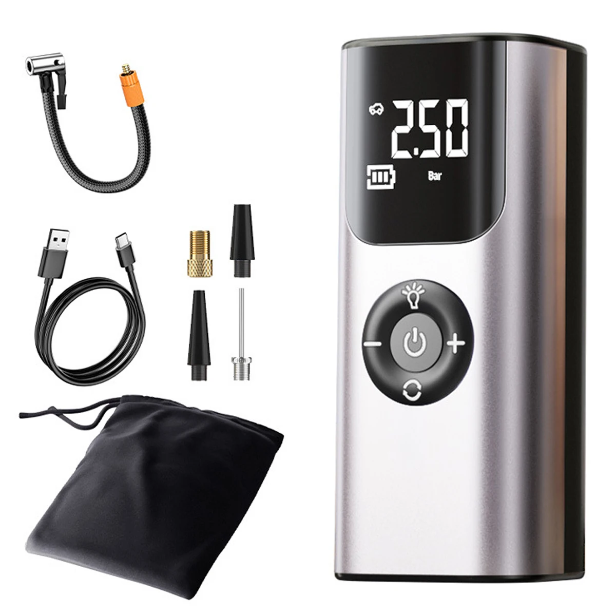 

Портативный автомобильный насос 150PSI со встроенным беспроводным насосом для рассеивания тепла для автомобильных шин, подходит для автомобилей/мотоциклов