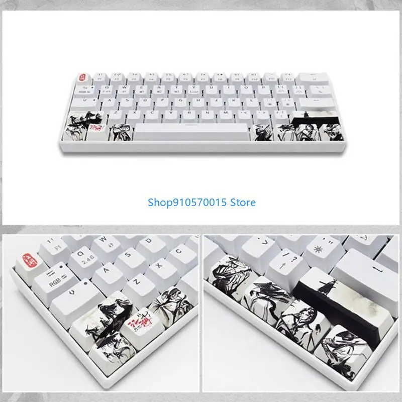 B95C PBT Keycaps untuk Shift Esc Kunci Besar Pewarna Sublimasi Gaya Cina Keycap OEM
