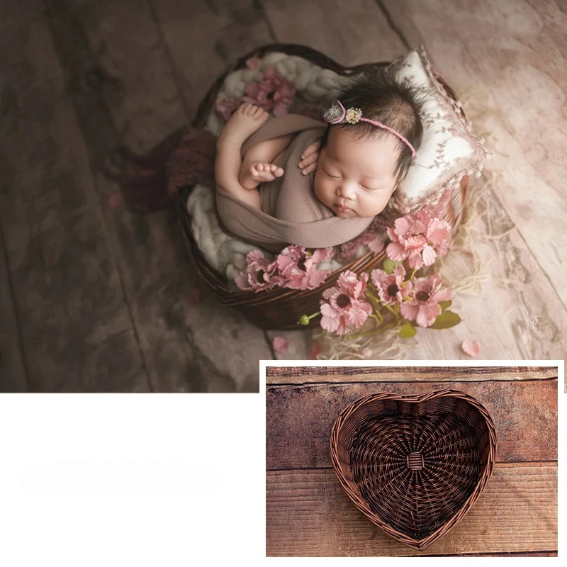 BE69: Newborn Photography Props, Vintage Woven Rattan Basket, Shoot Furniture, Posing Chair, Photo Bebe Accessories