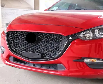 適用於馬自達3 Axela 2014-2016款的汽車上保險桿進氣罩散熱器網狀格柵改裝黑色蜂巢狀賽車格柵 8 最佳銷售 馬自達3前格柵 - №3