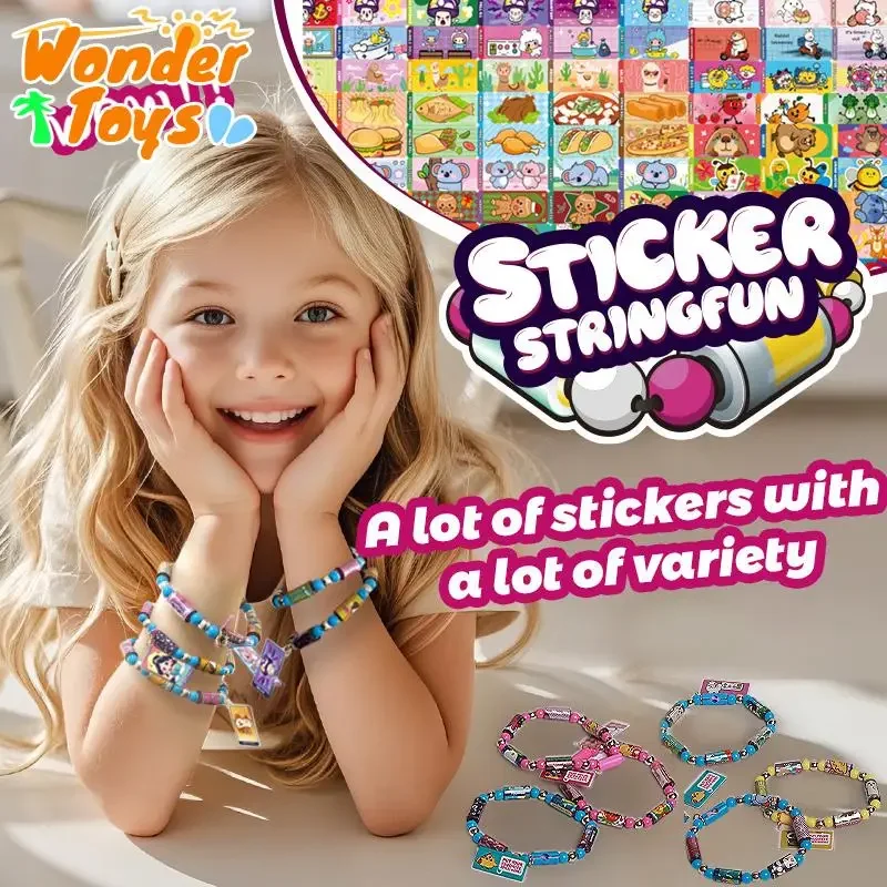 Children's Crafts Handmade Beads Toys Plastic Bracelets Stick Rolls Diy Beads Stickers Necklace Jewelry Toys for Girls Children