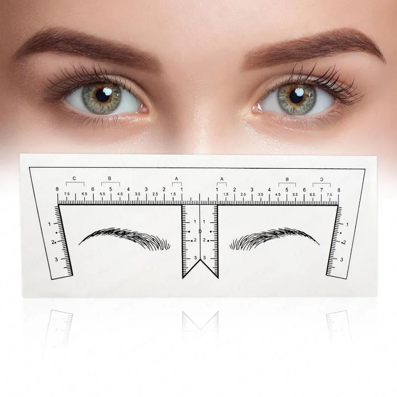 10Pcs Disposable Transparent Self-Adhesive Eyebrow Ruler Stencils for Brow Shaping
