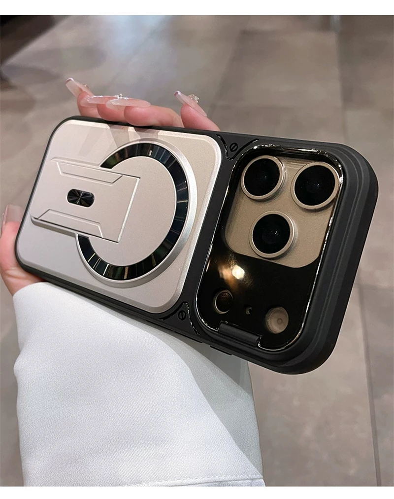 Fold Stand Magnetic Armor Case for iPhone 17 Air 16 15 14 Plus 13 12 11 Pro Max For Magsafe Camera Holder Lens Protection Cover