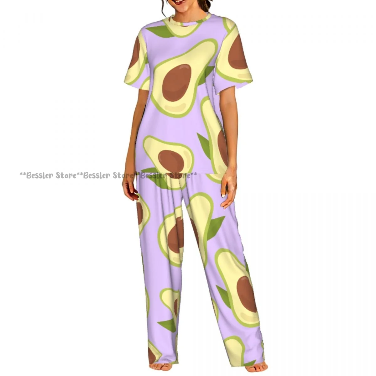 

Women's Comfort Pajamas Women's Colorful Avocado Short Sleeve Set Sleepwear