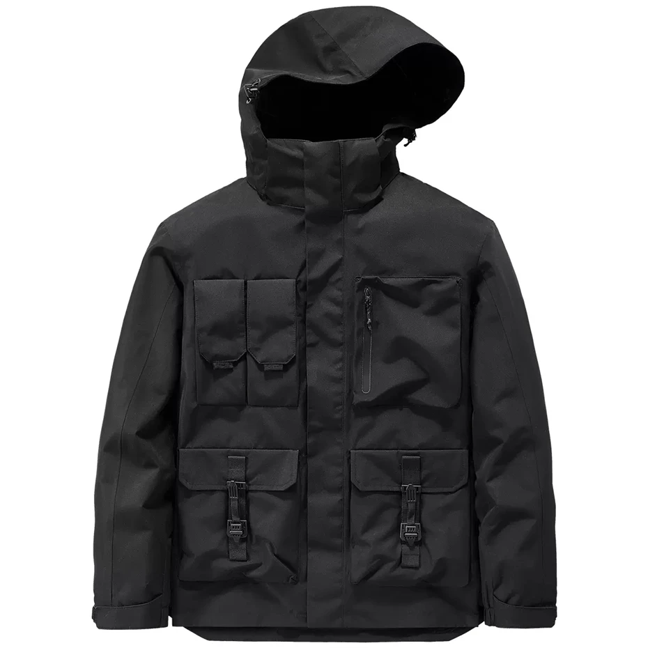Waterproof Ski Jacket Men Winter Thick Jackets Coats Detachable Inside Techwear Cargo Jacket Male Plus Size 5XL Coat Hooded