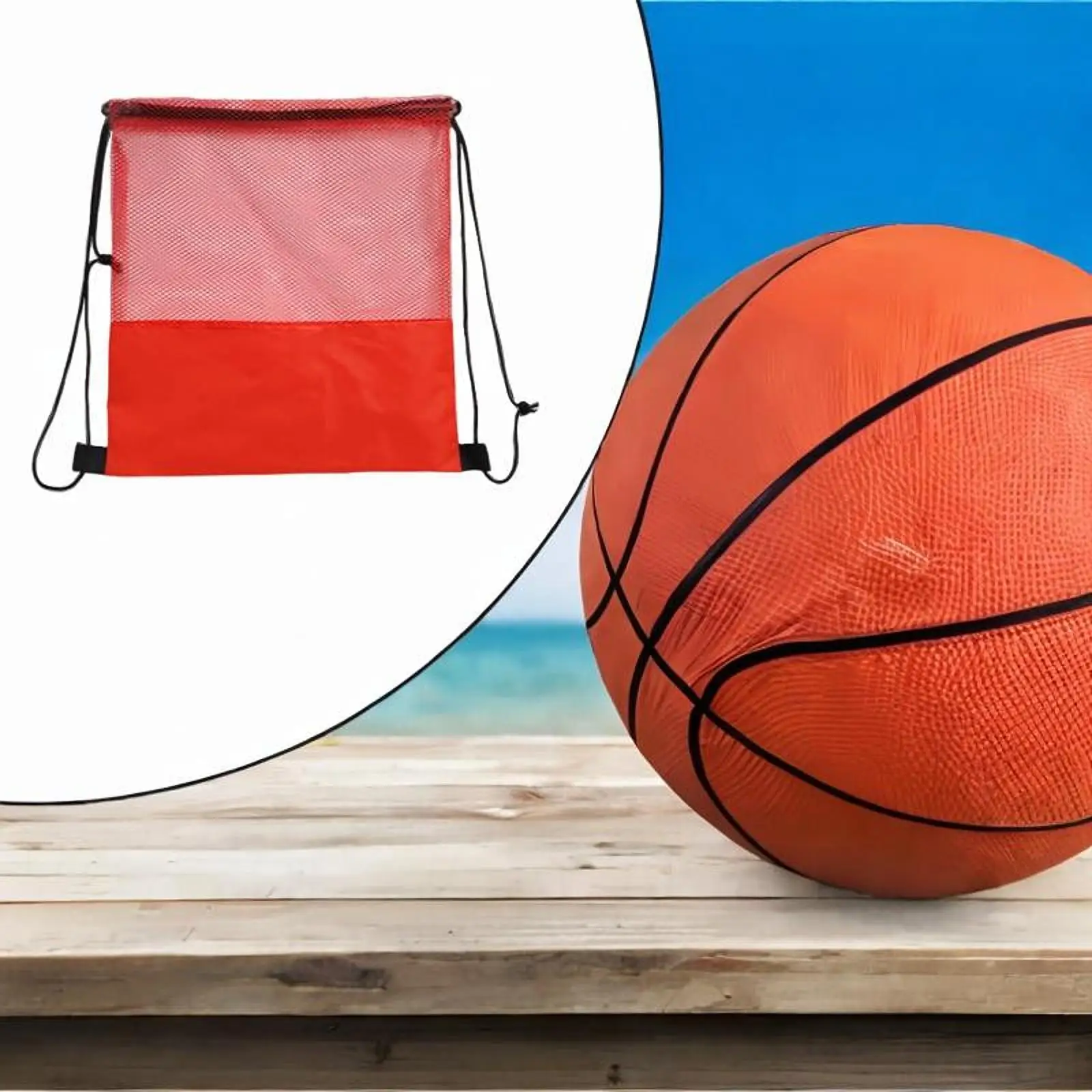 

Training Team Basketball Sackpack Mesh Drawstring Ball Bag Waterproof Oxford Storage for Outdoor Use