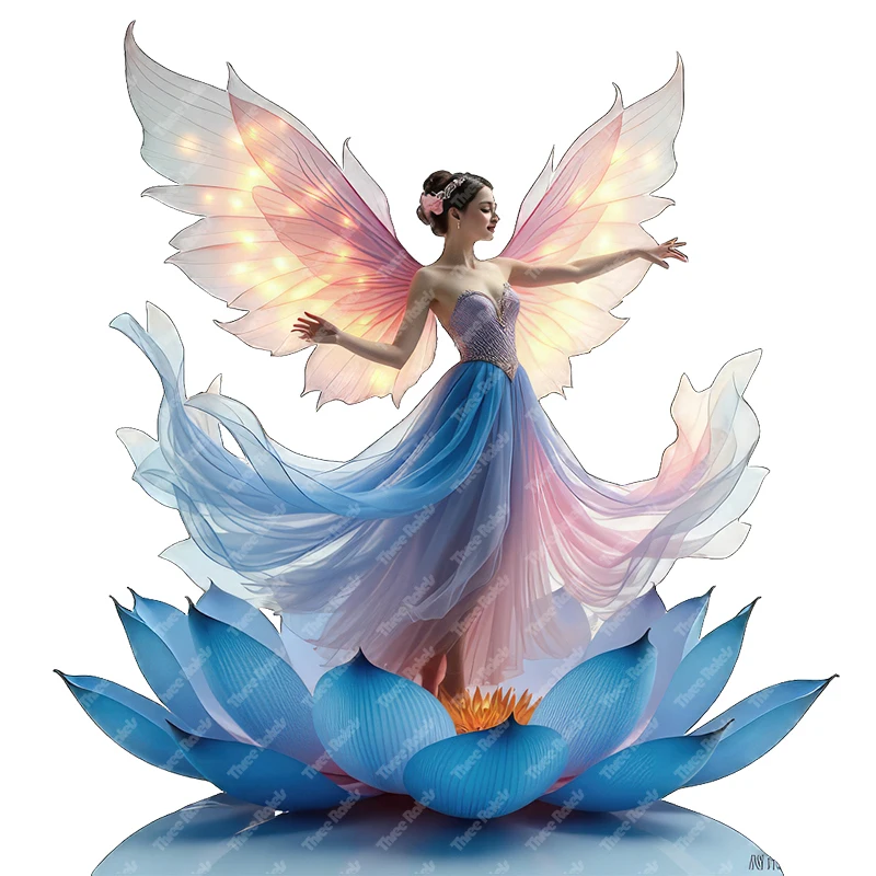 Three Ratels CF91 Elegant Blue Flower Fairy Cartoon Stickers for Home Decoration Car decals