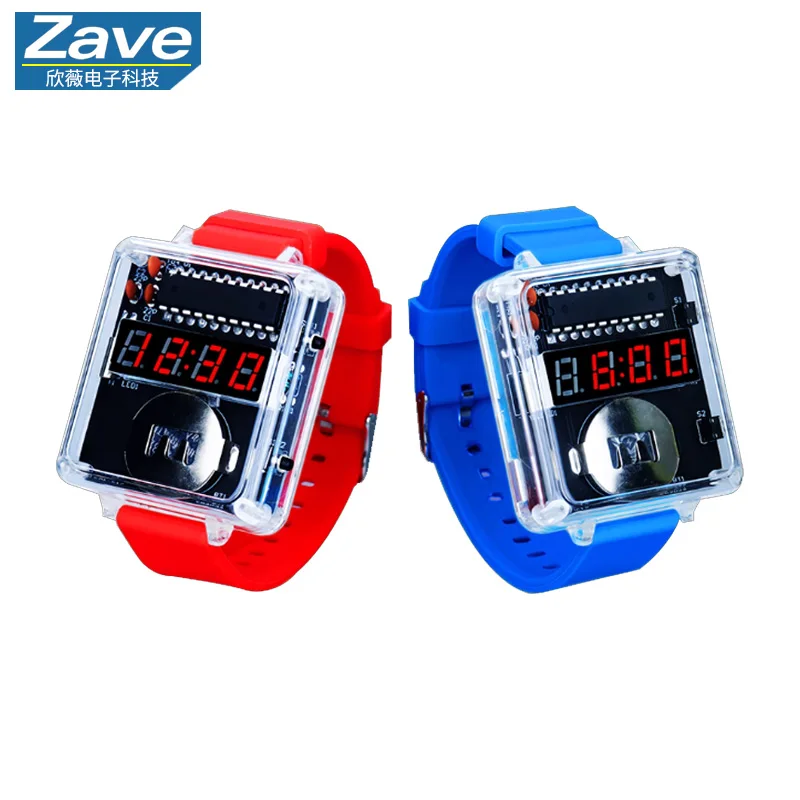LED Watch Kit - DIY Electronic Watch Spare Parts, Soldering-Required Transparent Creative Single-Chip Microcomputer Nixie Tube C