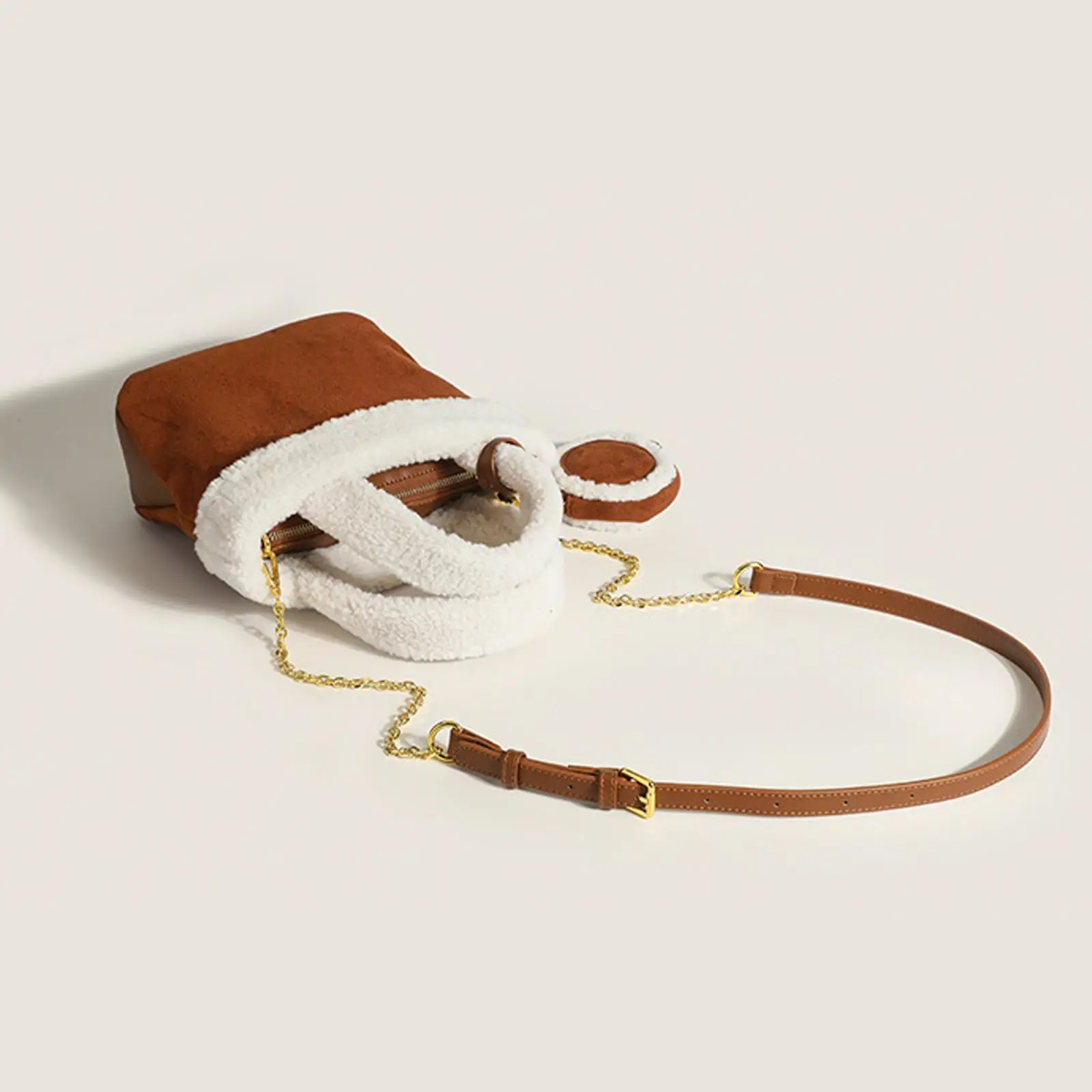Portable Shoulder Bag Square Bag Lamb Plush Handle Shopping Totes Soft Purse Fashion Strap Handbag Clutch