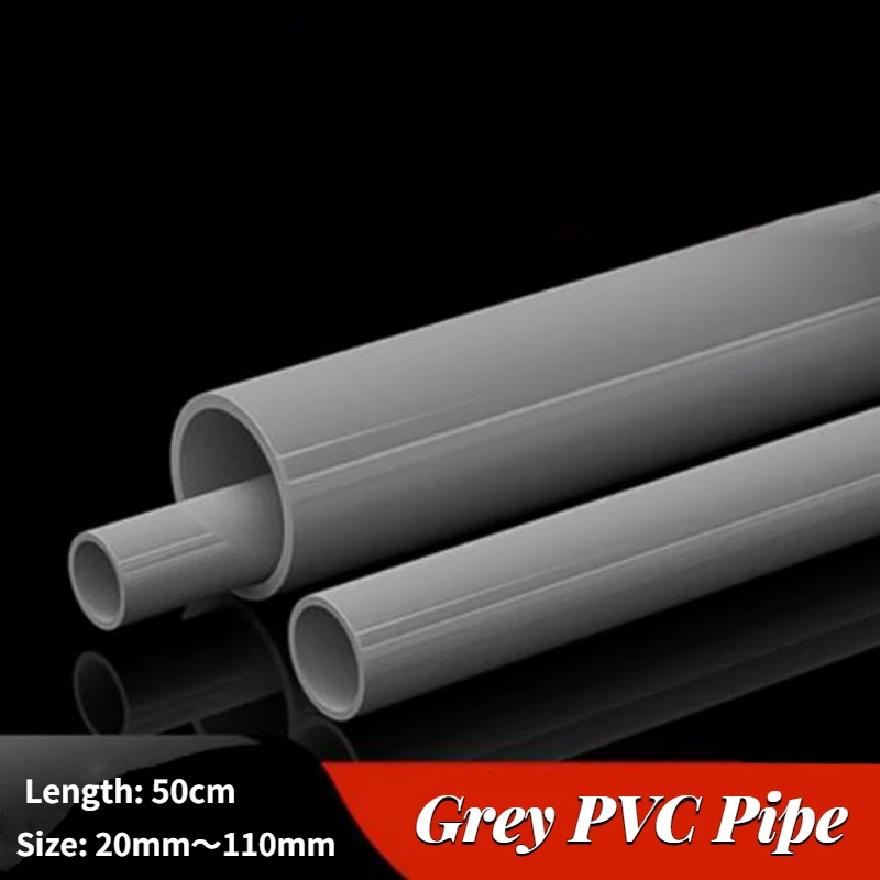 50cm Grey PVC Pipe Plastic Tube Water Pipe Garden Irrigation Fish Tank Aquarium Supplies Curtain Rod DIY Frame O.D 20~110mm
