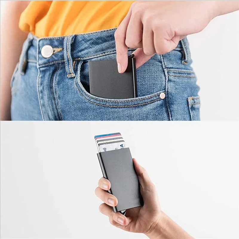 Metal Aluminum Alloy Credit Card Case Card Case Automatic Card Holder Card Holder Card Holder Wallet Anti-degaussing Rfid