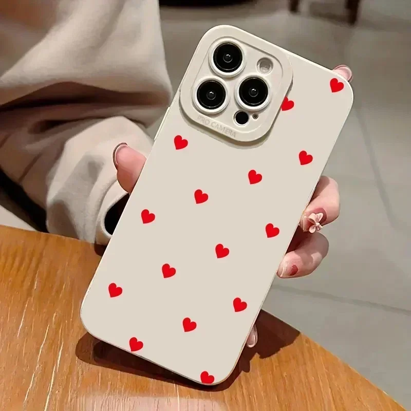 Funda de silicona suave a prueba de golpes para iPhone, carcasa bonita de dibujos animados, corazón de amor rojo, 15, 14, 13, 12, 11 Pro Max, XS, XR, X, 7, 8 Plus, SE, 2022
