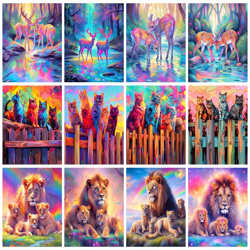 

RUOPOTY DIY Diamond Painting Lion Full Round/Square Diamond Mosaic Home Decoration Cross Stitch Kit