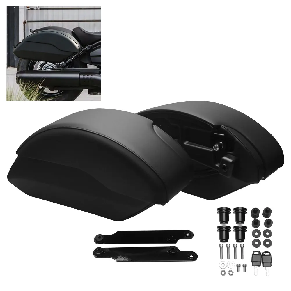 1 Pair Motorcycle Rear Saddlebags With Saddlebag Mount Spools 24L Black Fit For Indian Scout Bobber Limited + Tech 2025