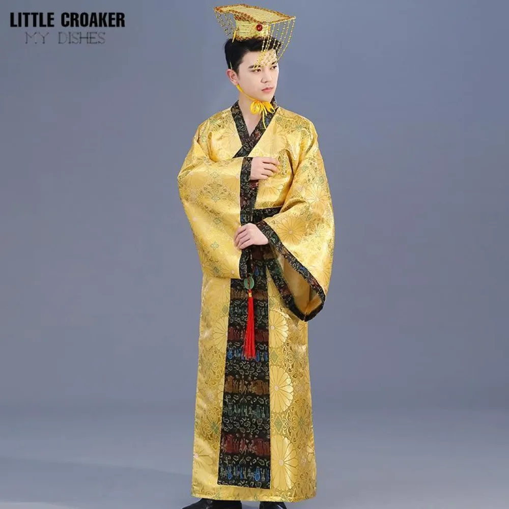 남자 황제 Hanfu 의상 – 성인을 위한 중국 한 왕조 용 가운 왕실 왕자 공연 복장