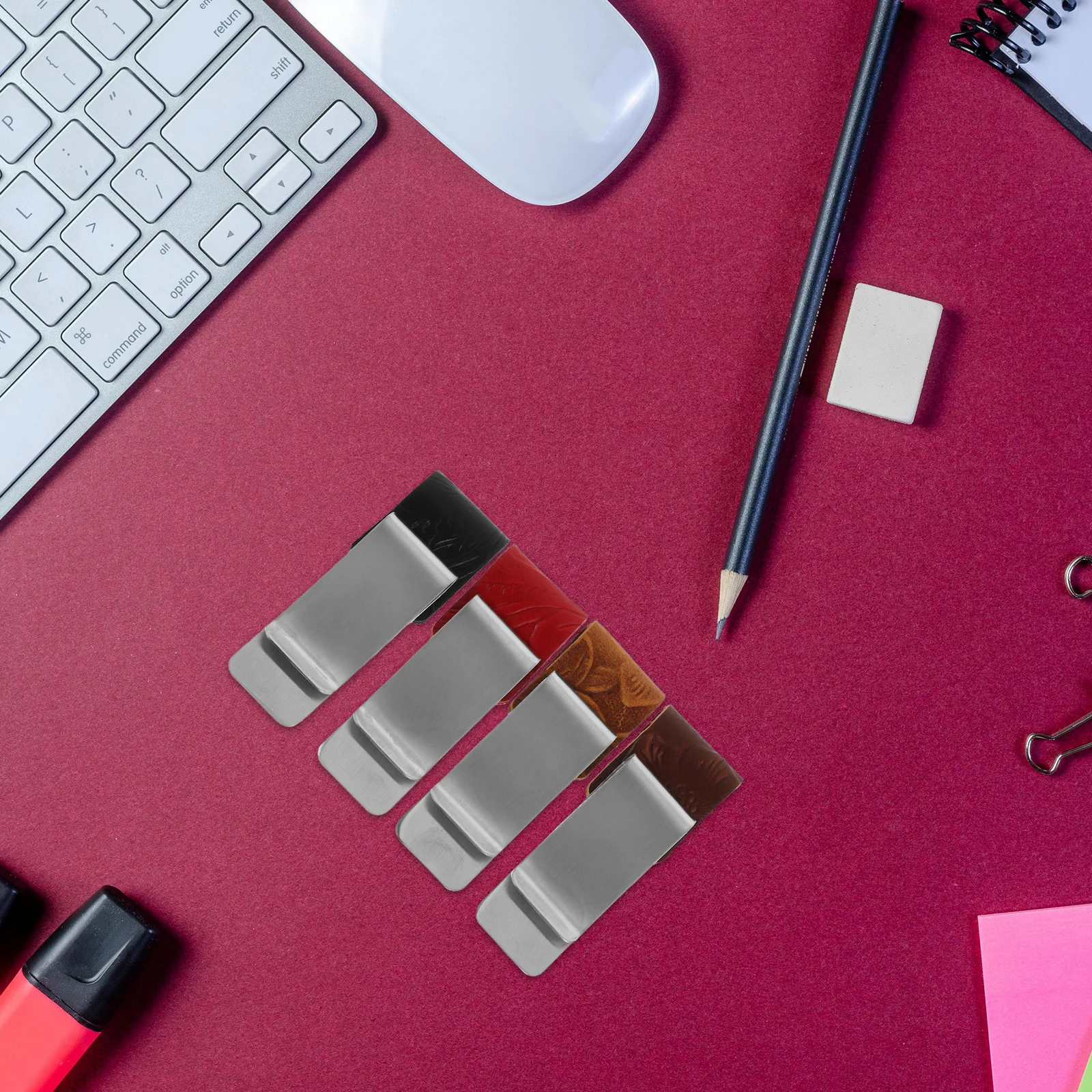 

4Pcs Metal Pen Holder Clamp Stainless Steel Retro Notebook Pen Loop Holder Journal Clip Planner Accessories Travel Office Use