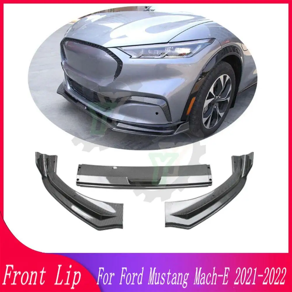 

3PCS Car Front Bumper Lip Spoiler Splitter Diffuser Detachable Body Kit Cover Guard For Ford Electric Mustang Mach-E 2021 2022