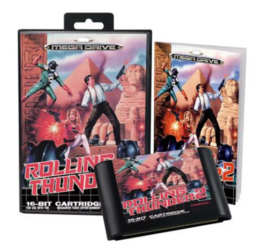 Rolling Thunder 2 with Box and Manual for 16 Bit Sega MD Game Cartridge Megadrive Genesis System