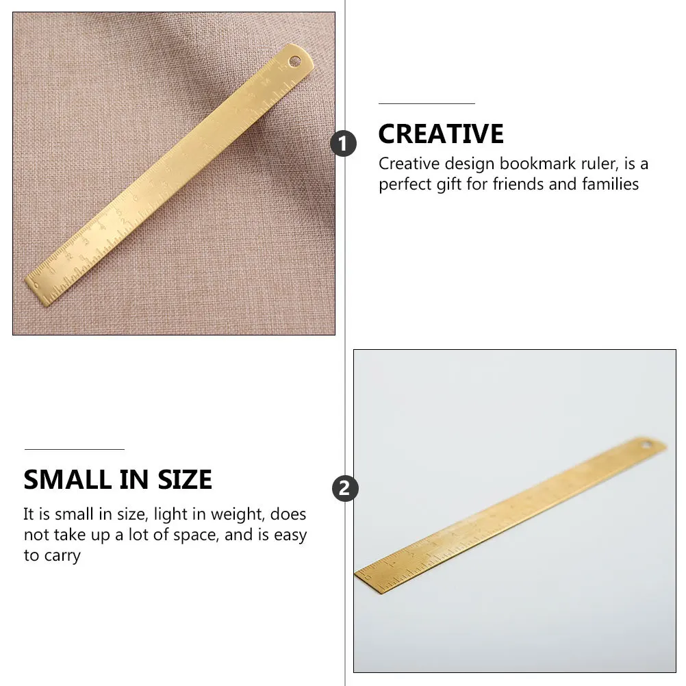 

2Pcs Brass Rulers Vintage Bookmark Multi-Function Household Drawing Tools Portable Study Supplies Drawing Ruler