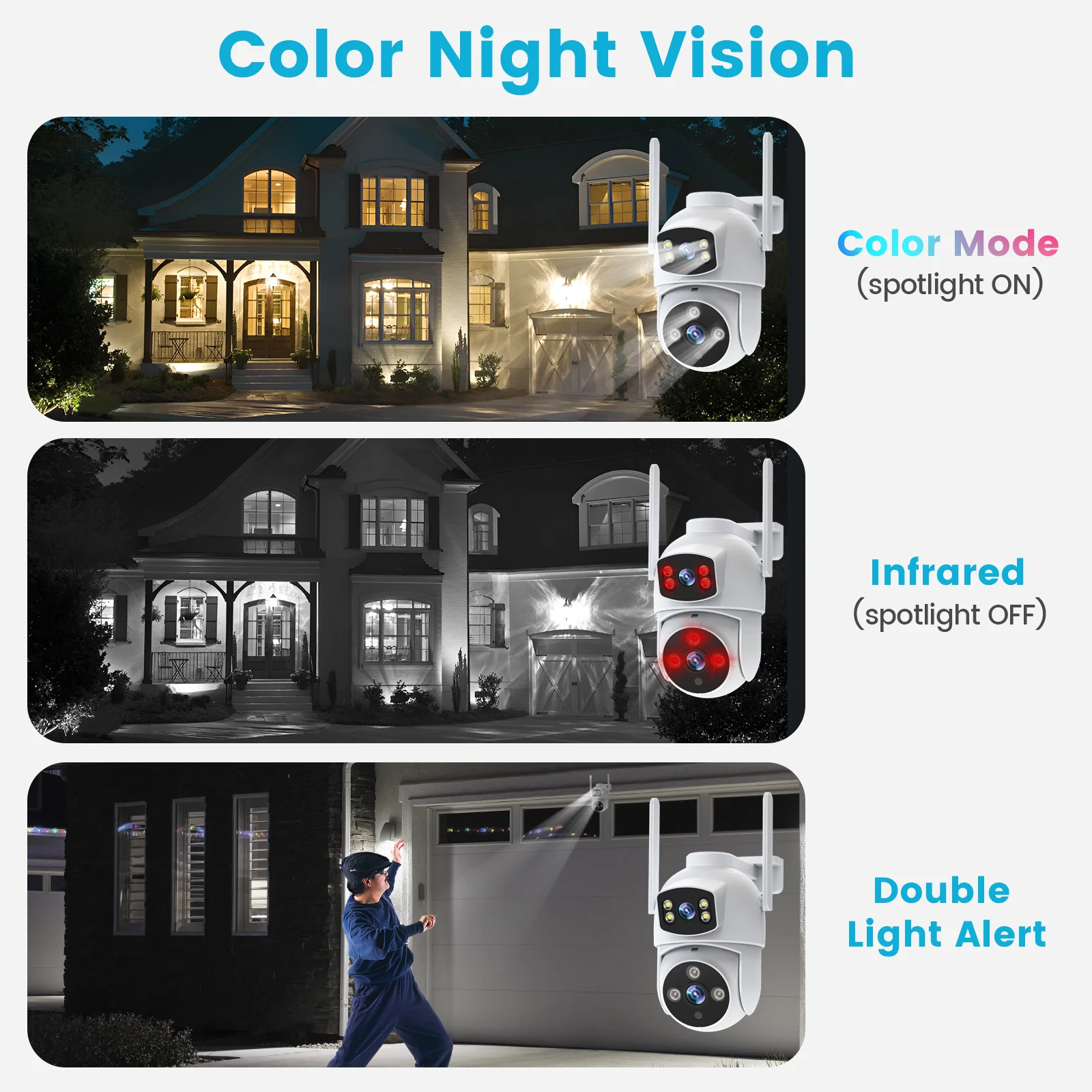 6MP Dual Lens Pan/Tilt WiFi Camera Security Video Surveillance Camera Auto Tracking Outdoor Color Night Vision Waterproof