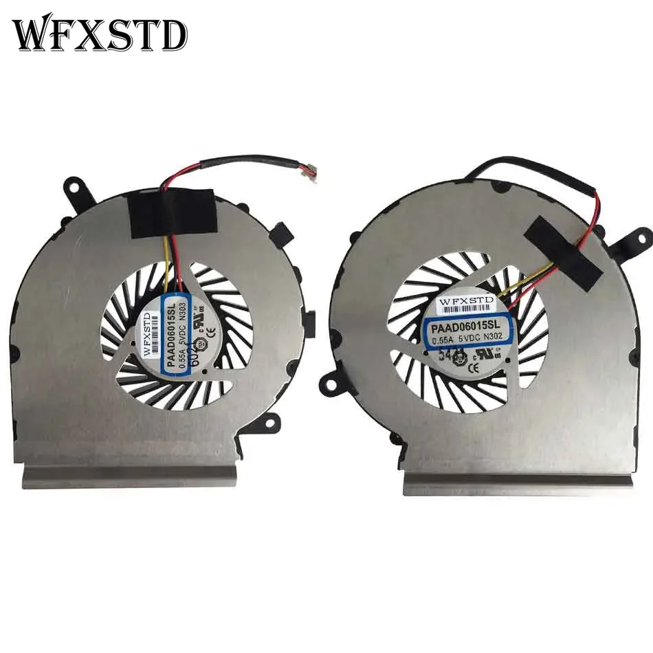 A Pair New Original CPU GPU Cooling Fan For MSI GE62 GE72 PE60 PE70 GL62 PAAD06015SL N302 Laptop Cooler Radiators Cooling Fan