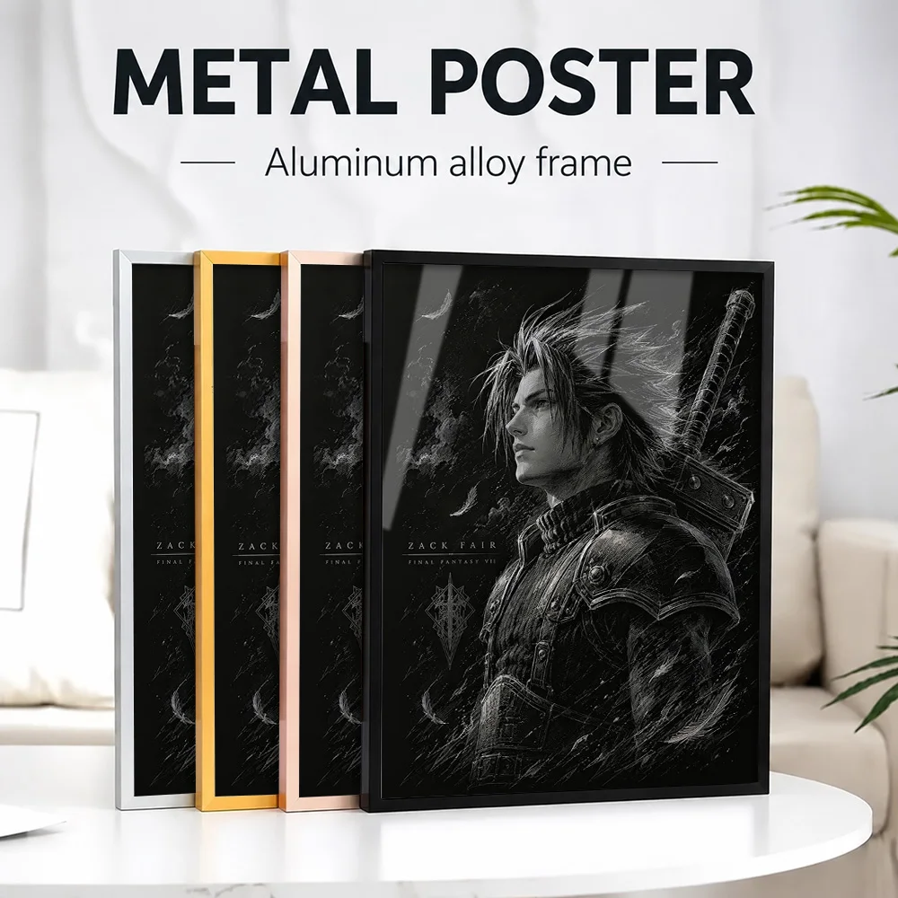 Zack Fair Final Fantasy VII Metal Poster With Aluminum Alloy Frame Personalized Photo Dark Medieval Style Wall Art For Library