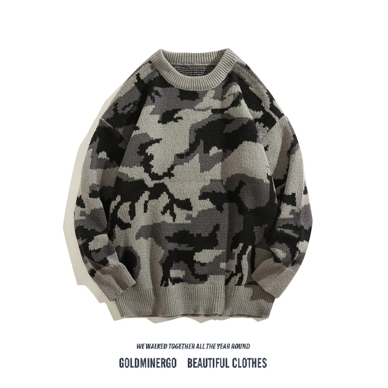 

Мужской свитер в японском ретро-стиле с эффектом окрашивания, модный, свободный, стильный, в стиле хип-хоп, повседневный, универсальный, с круглым вырезом, вязаная кофта