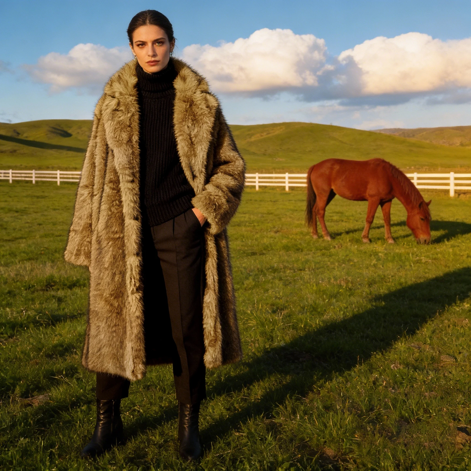 

New Fall Winter Fashion Fluffy Long Women Coats Fur-Like Fox-Style Parka Jacket