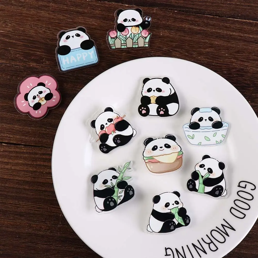 Fashion Panda Acrylic Panda Pin Cute Bear Flower Panda Brooch Cartoon Breastpin Animal Badge Unisex view 3