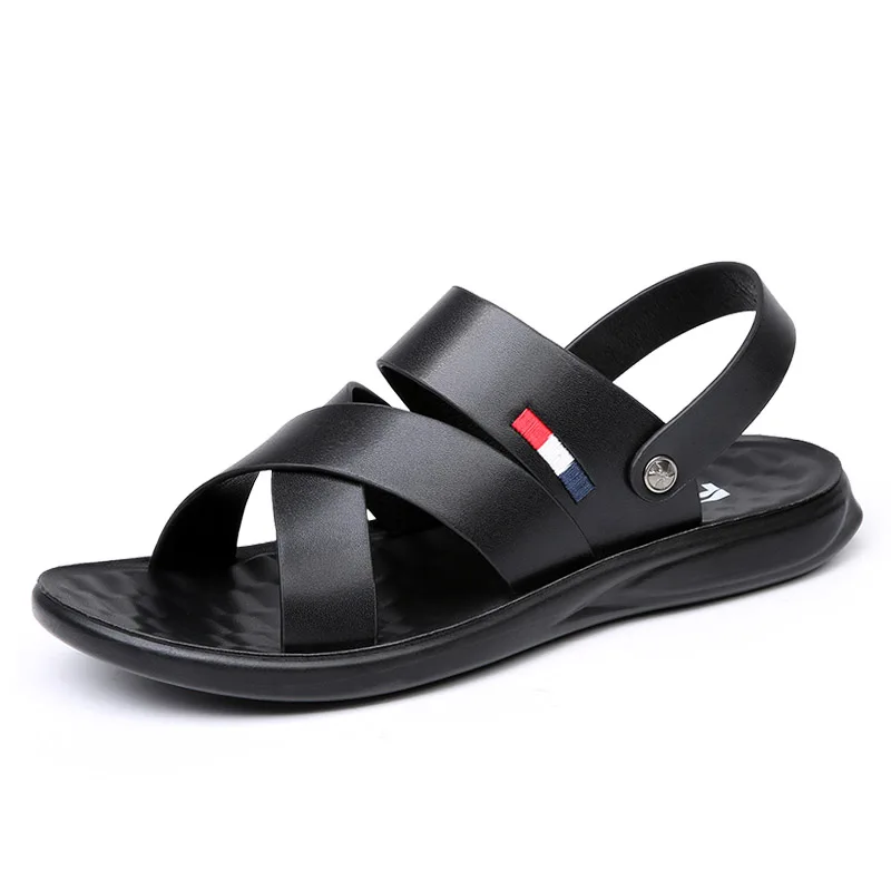 Summer Brand Men\'s Sandals Fashion designer sandals Beach Leather Sandals mens High Quality Outdoor Casual Shoes big size：38-48