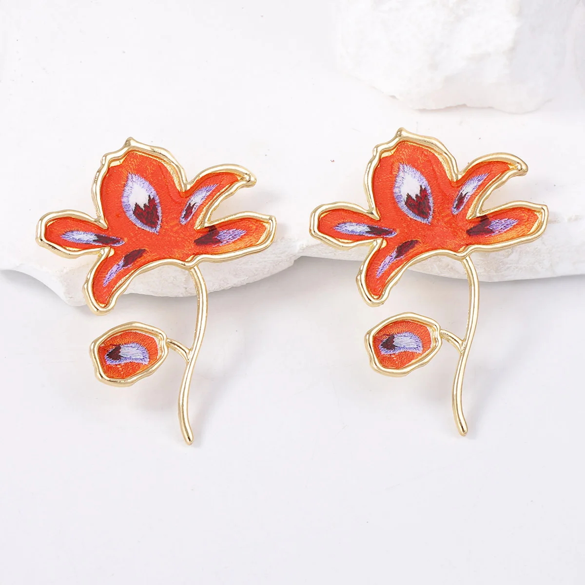 

ZAA Personalized Design Metal Alloy Painting Flower Earrings for Women Exaggerated Big Dangle Earrings Jewelry Gifts