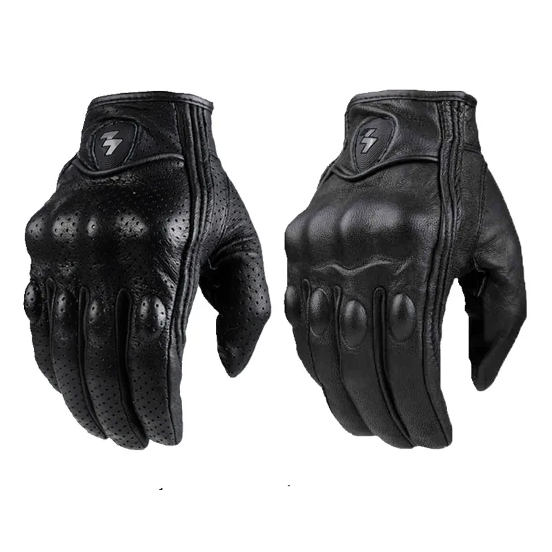 

Motorcycle Gloves Retro Pursuit Perforated Real Leather Moto Protective Gears Motocross Glove guantes para motociclistas