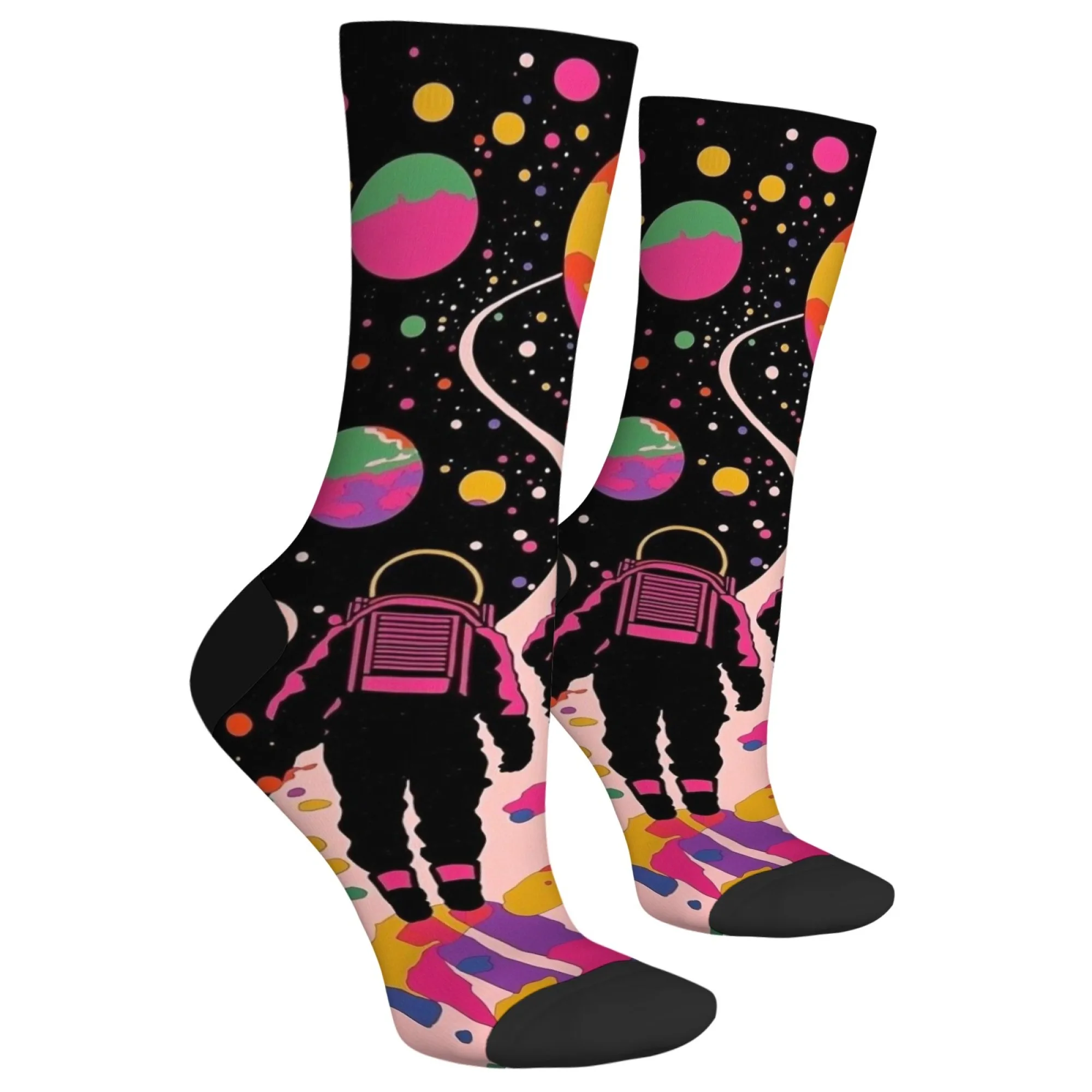 جوارب فنية ريترو الخيال العلمي - طاقم رائد الفضاء النابضة بالحياة بين النجوم وطباعة رائد الفضاء للفن - عشاق الفضاء العقل
