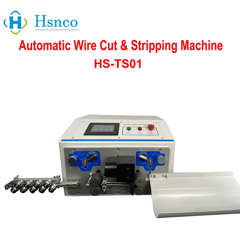 HS-TS01-2 Lines Automatic High Precision Wires & Cable Cutting and Stripping Machine with Touch Screen Operating OD: 0.25-2.5mm²