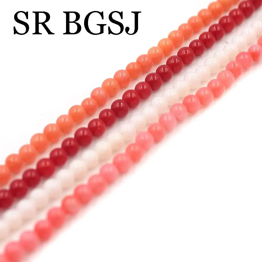 3mm  White Pink Red Orange Round Real Natural Coral Spacer Loose Coral Beads Strand 15\