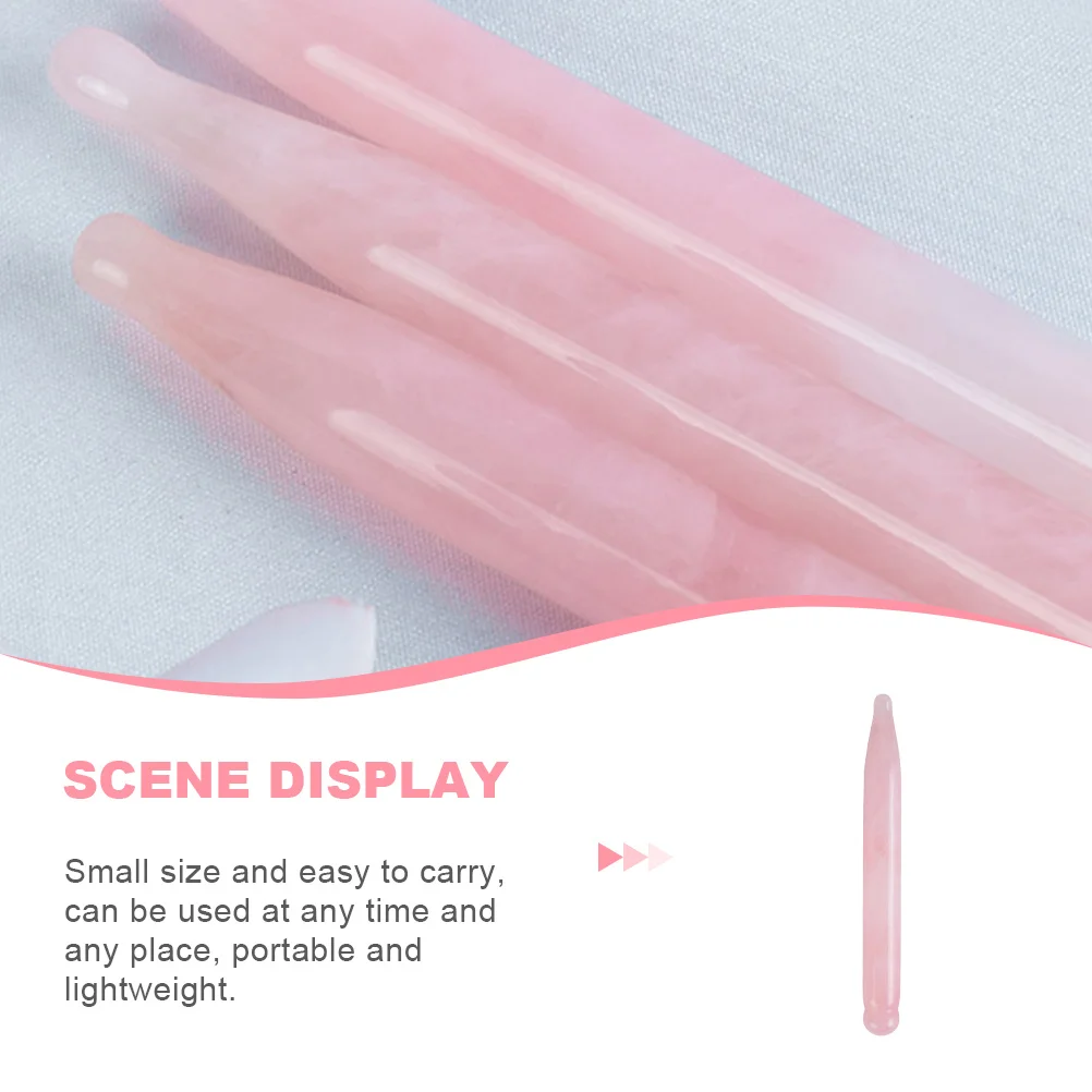 

Rose Quartz Crystal Massage Wand Natural Jade Guasha Stick for Face Eye Acupoint Therapy and Body Massage Tool