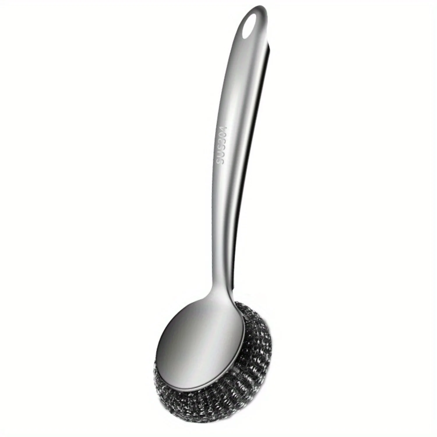 Stainless Steel Pot Scrubber With Long Handle - Hands-Free  Cleaning Brush For Pots And Bowls Straw cleaning brush Pipe cleaners