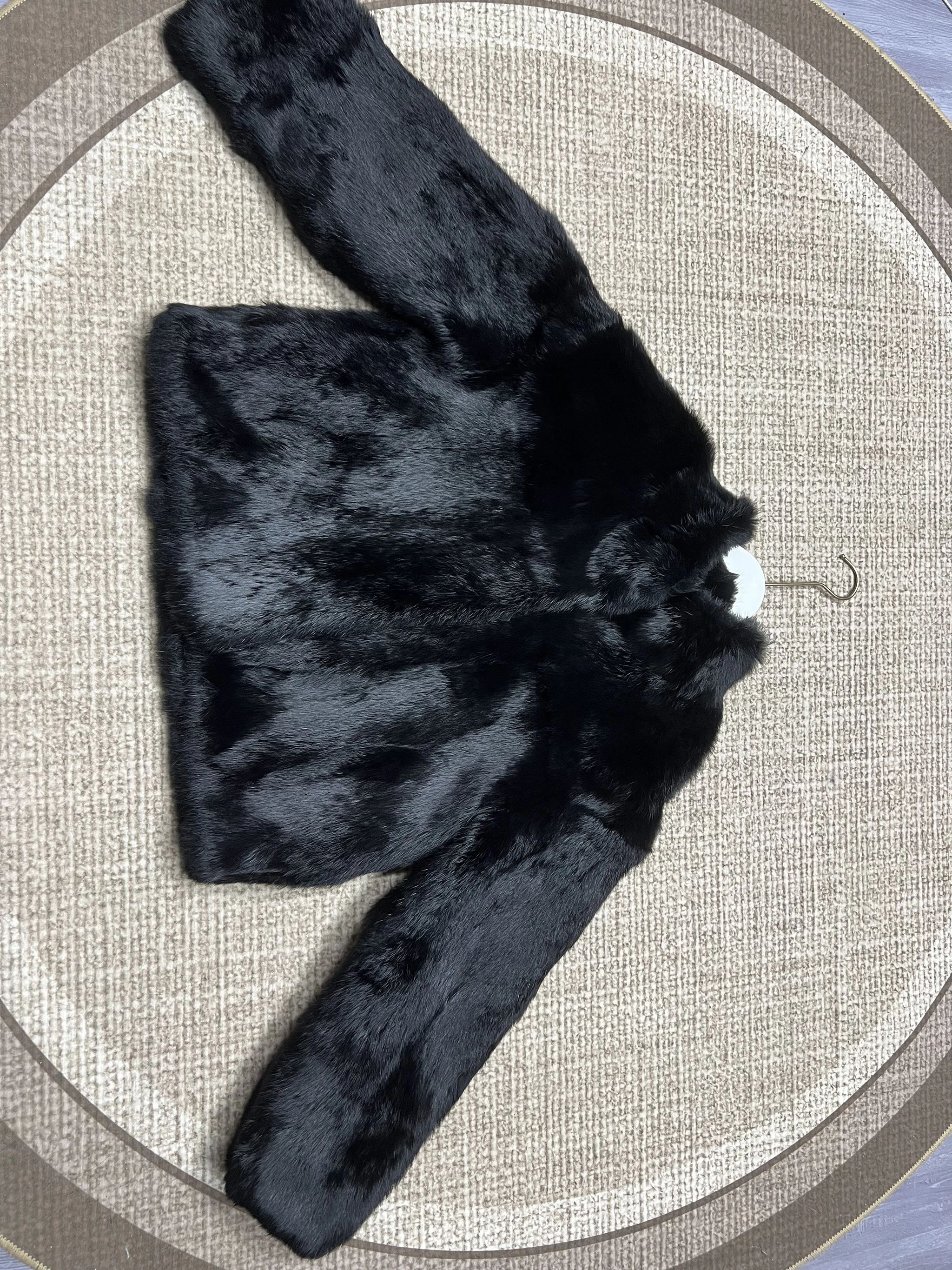 Women's Genuine Rabbit Fur Coat Stand Collar Luxury Winter Fur Outerwear