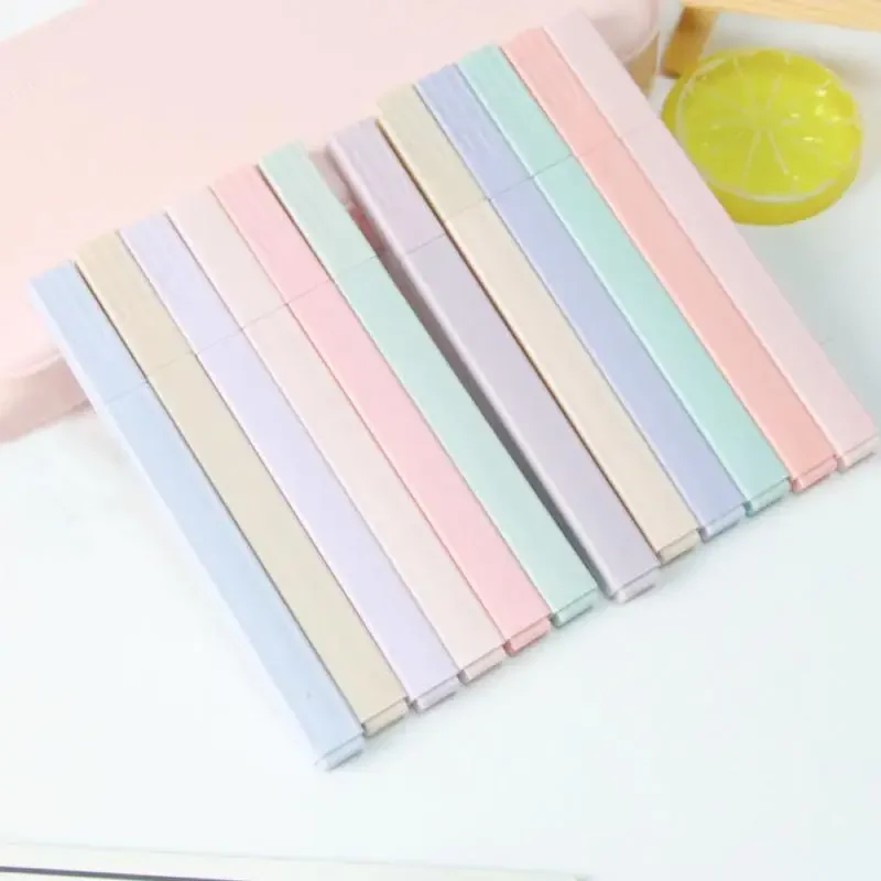 Pastel Color Highlighter Pen Double tip Marker Pens Fluorescent Pen Drawing Highlighters Cute Stationery School Supplies