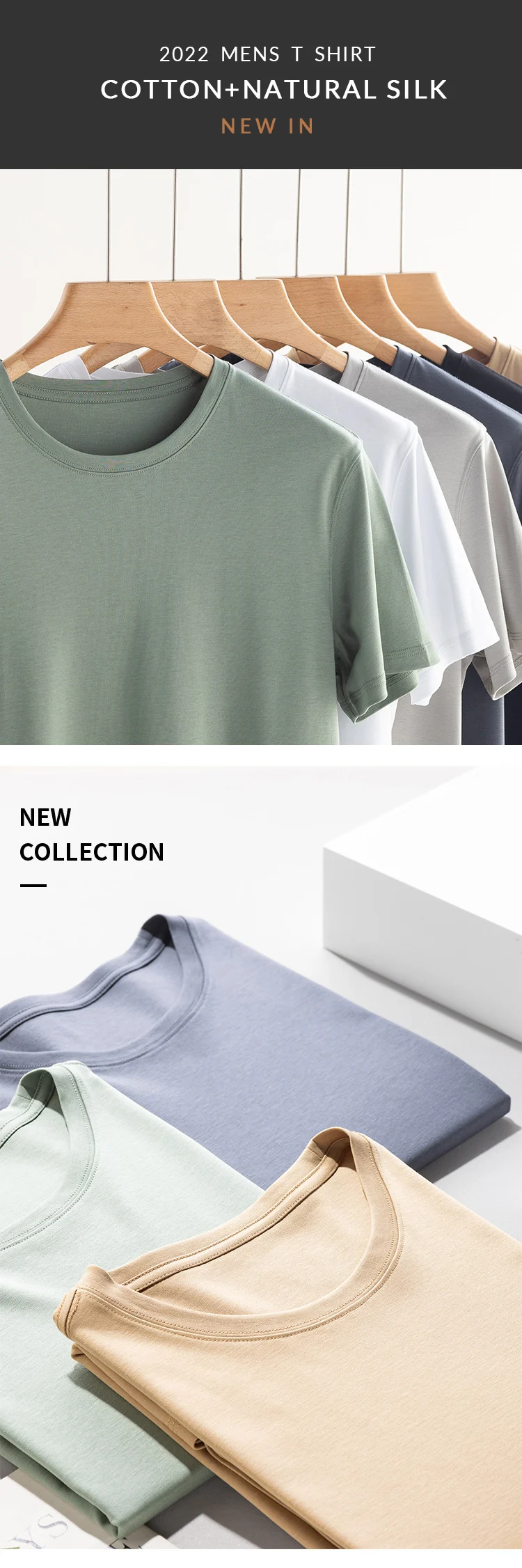 SuyaDream Mens Solid Tee Cotton Silk Blend Plain O Neck Short Sleeved Cozy T Shirts 2026 Summer Simple Chic Top White Black