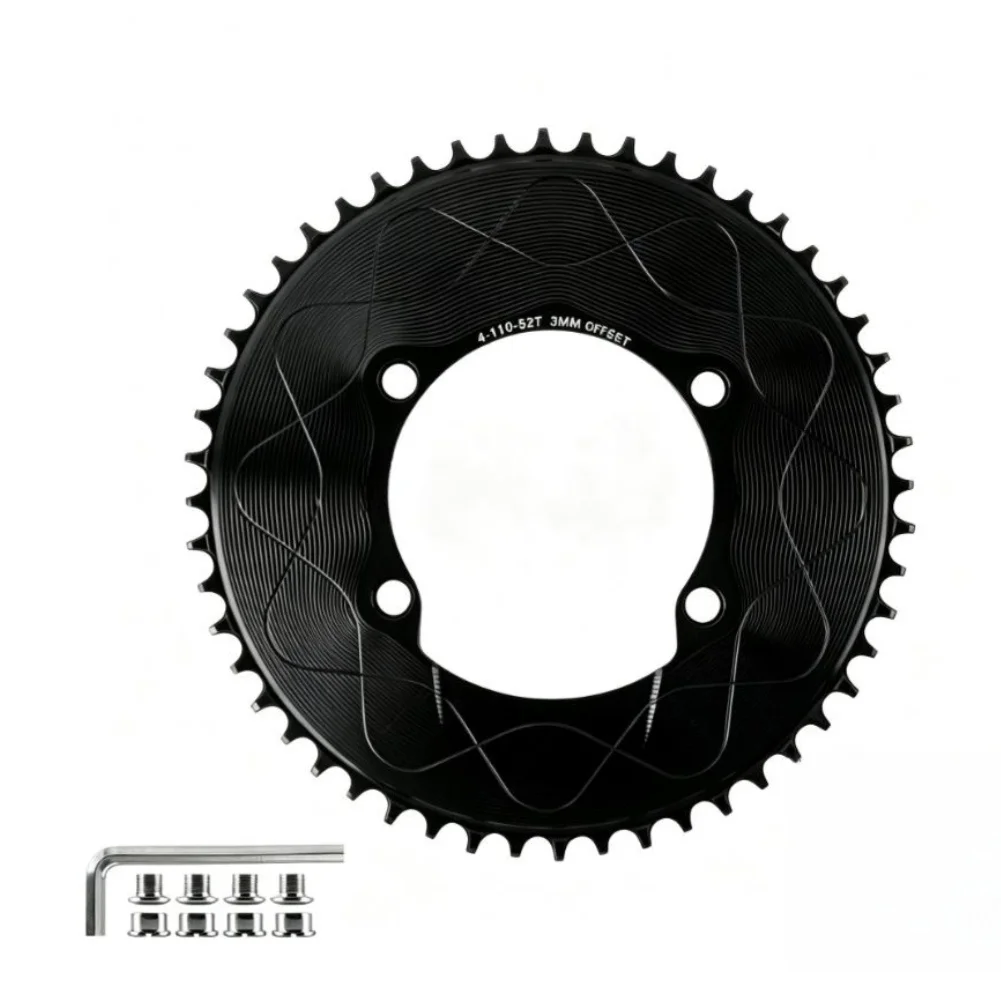 110BCD 4 Hole Chainring 52T 54T Narrow Wide Tooth Aluminum Black For Road Bikes Crankset Cycling Bicycle Components Parts