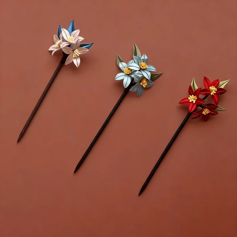 

Classical Peach Blossom Hairpin - Handmade Intangible Cultural Heritage - Chinese Style Hairpin - Peach Blossom Wood