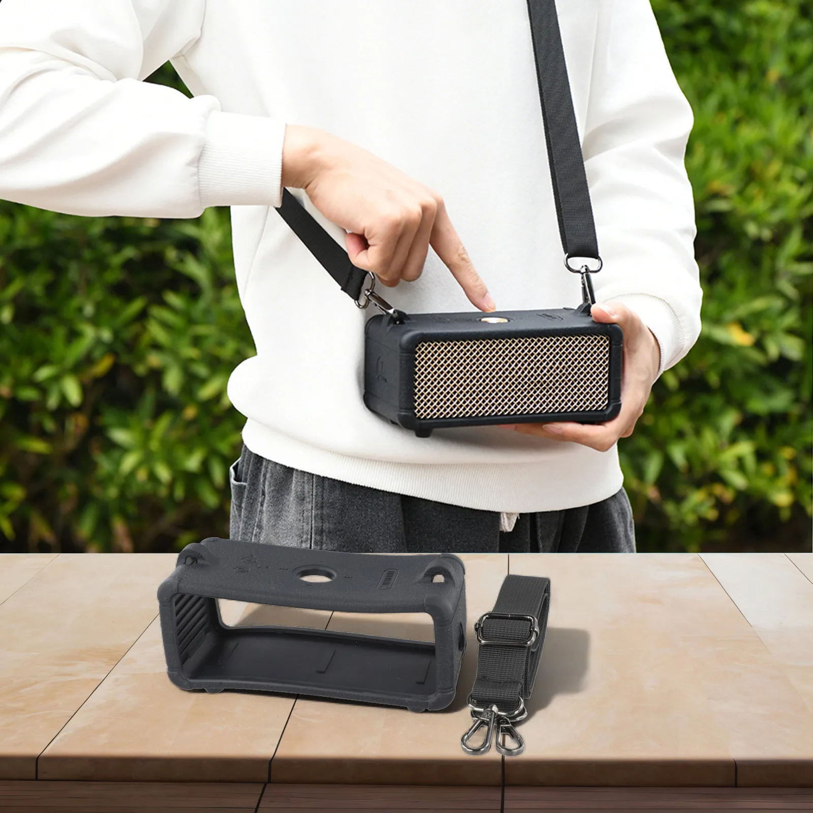 غطاء حماية من السيليكون مع حزام كتف لحقيبة سماعات مارشال إمبرتون III المقاومة للخدش والصدمات #3