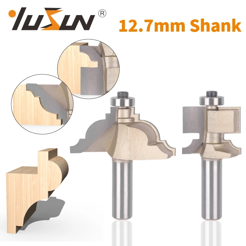 YUNSUN 1/2 handle woodworking milling cutter negative corner thread cutter cabinet door frame combination cutter end milling li