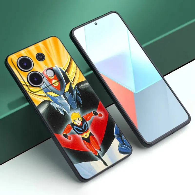 UFO Robot Goldorak czarne etui z kreskówek dla Xiaomi Redmi Note 13 Pro Plus 11T 10T 9S Pro Redmi 13C 12R 12C 10C 10A 9T 9C 9A 70 Pro