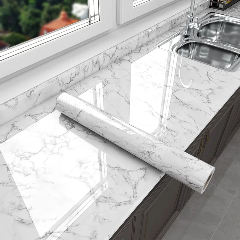 

Marble Vinyl Film Kitchen Self-adhesive Wallpaper Bathroom Cabinet Countertops PVC Contact Paper Waterproof Decorative Stickers