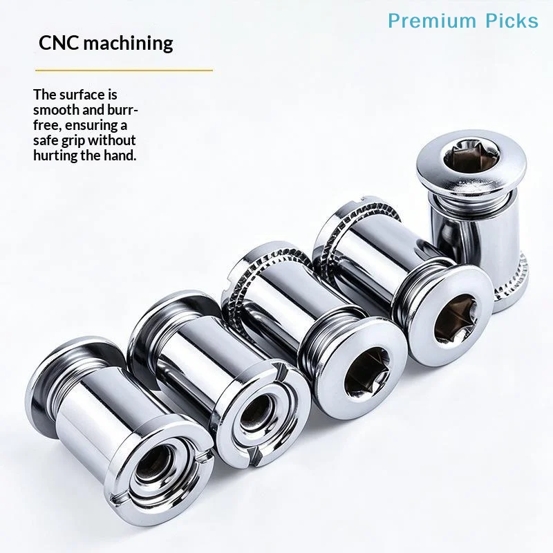 portable5Pcs Bicycle Chainring Bolts Anti-Loose Lightweight Durable Chain Ring Fasteners for Competitive Road Cycling