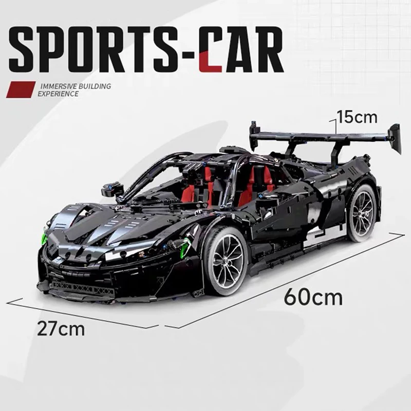 1:8 Technical Black Warrior P1 Sport Car Building Block High-Tech Racing Vehicle Car Modular Bricks Model Toy For Kid Gift Moc