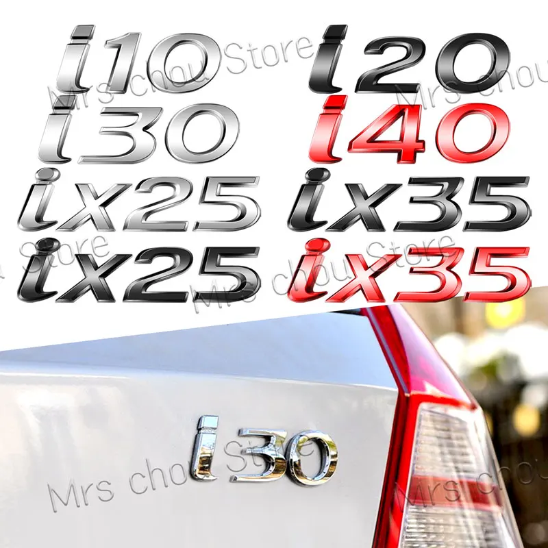 3d metal estilo do carro emblema corpo lateral emblema traseiro tronco decoração adesivo para i10 i20 i30 i40 ix25 ix35 logotipo acessórios